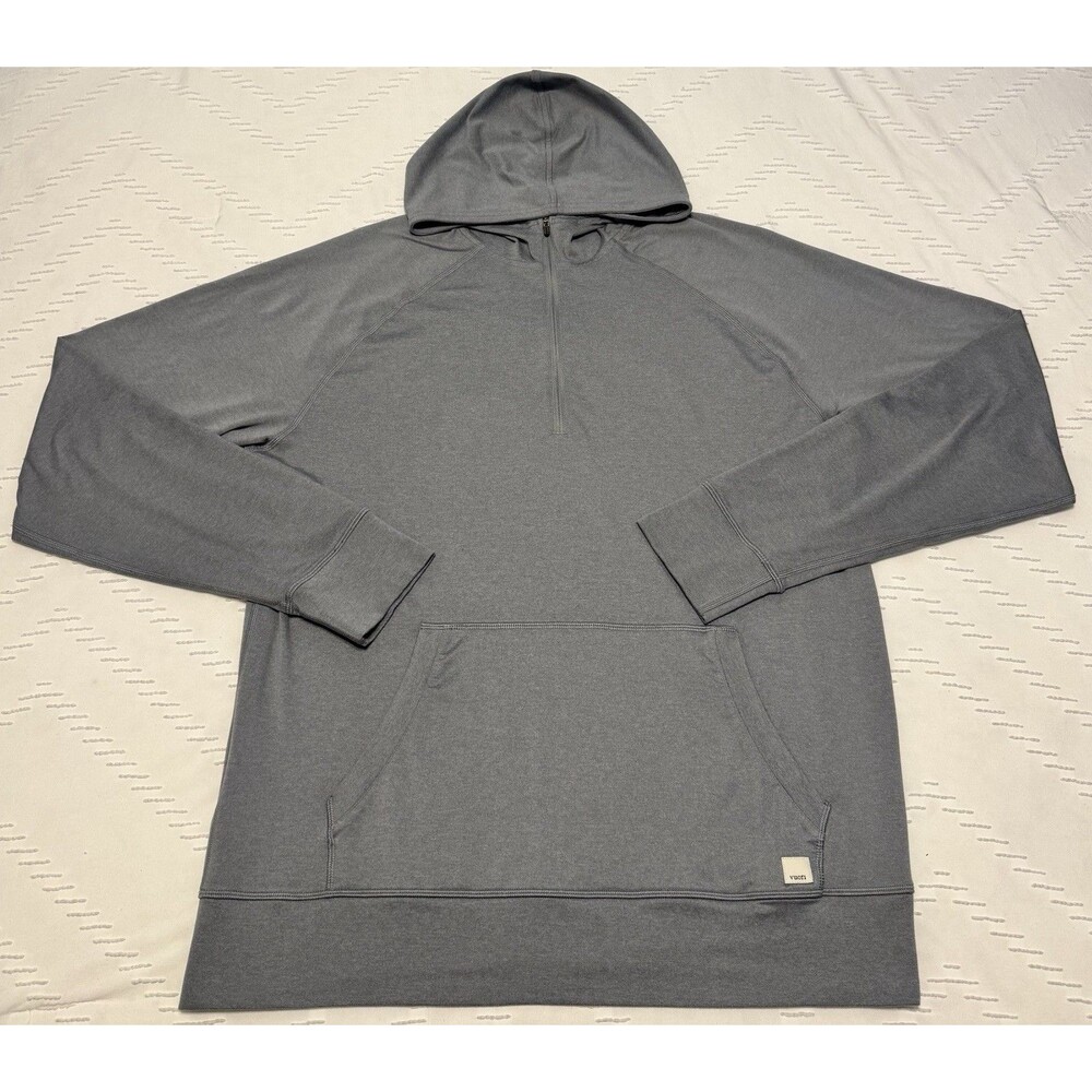 Vuori Ponto Performance Half Zip Hoodie Size Large Gray Gym Athletic Workout